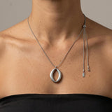 SIGRID Waterproof Silver Stainless Steel Long Necklace - Adjustable Chain & Brushed Finish - DANSK Copenhagen
