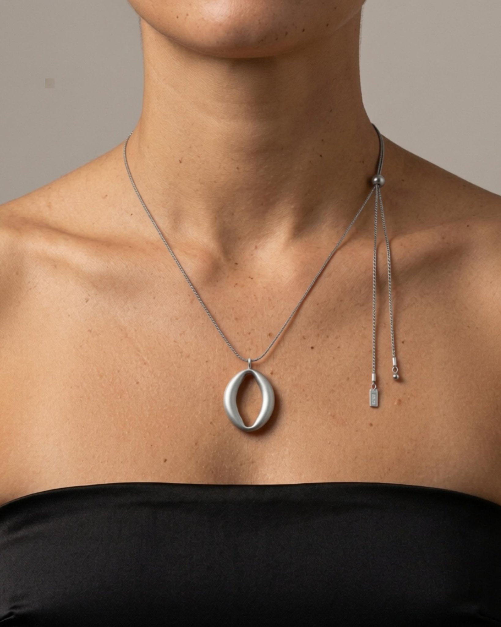 SIGRID Waterproof Silver Stainless Steel Long Necklace - Adjustable Chain & Brushed Finish - DANSK Copenhagen