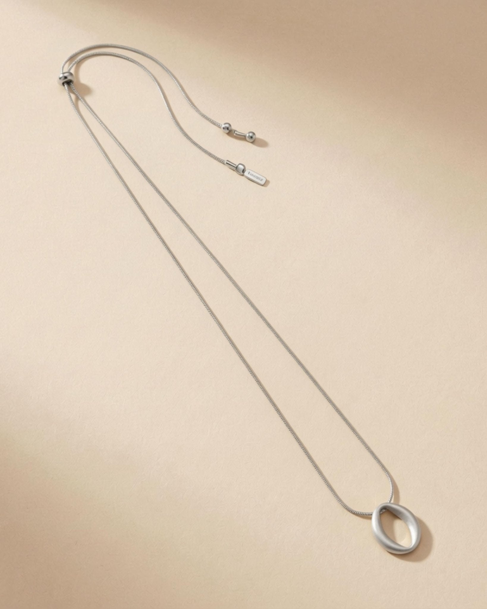 SIGRID Waterproof Silver Stainless Steel Long Necklace - Adjustable Chain & Brushed Finish - DANSK Copenhagen