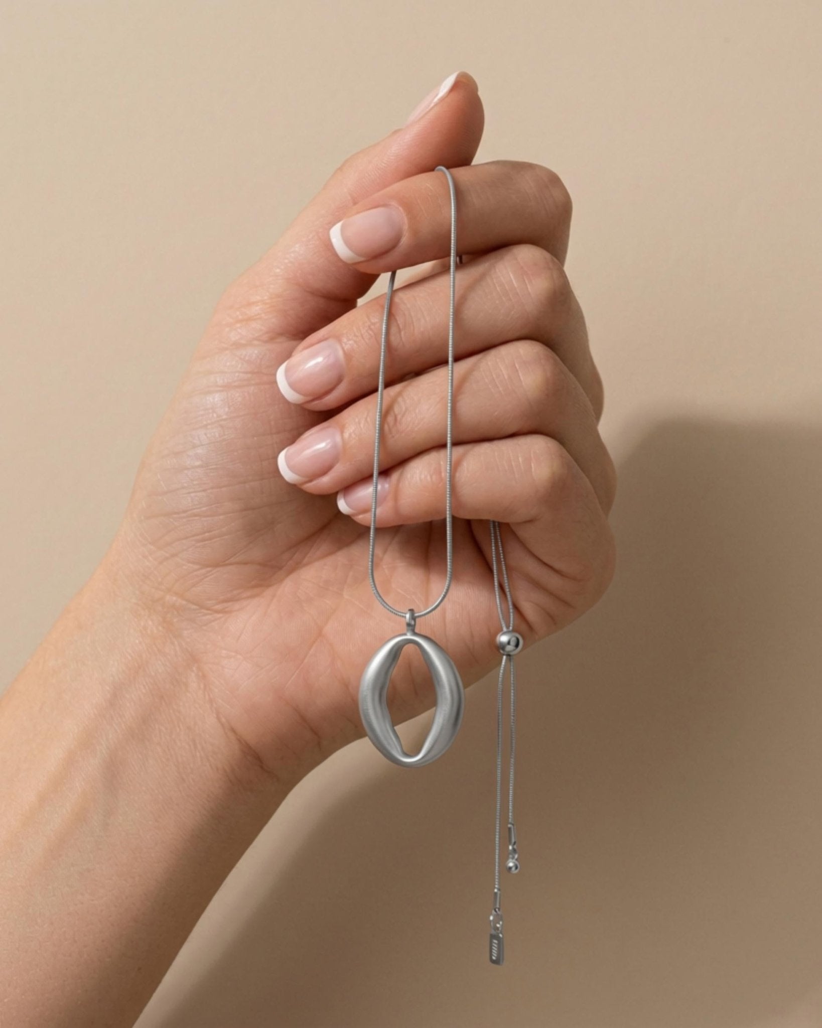 SIGRID Waterproof Silver Stainless Steel Long Necklace - Adjustable Chain & Brushed Finish - DANSK Copenhagen