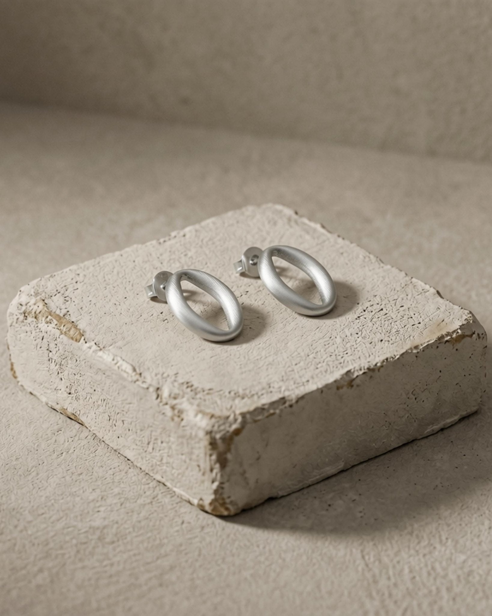 SIGRID Waterproof Silver Stainless Steel Post Earring - Brushed Finish - DANSK Copenhagen
