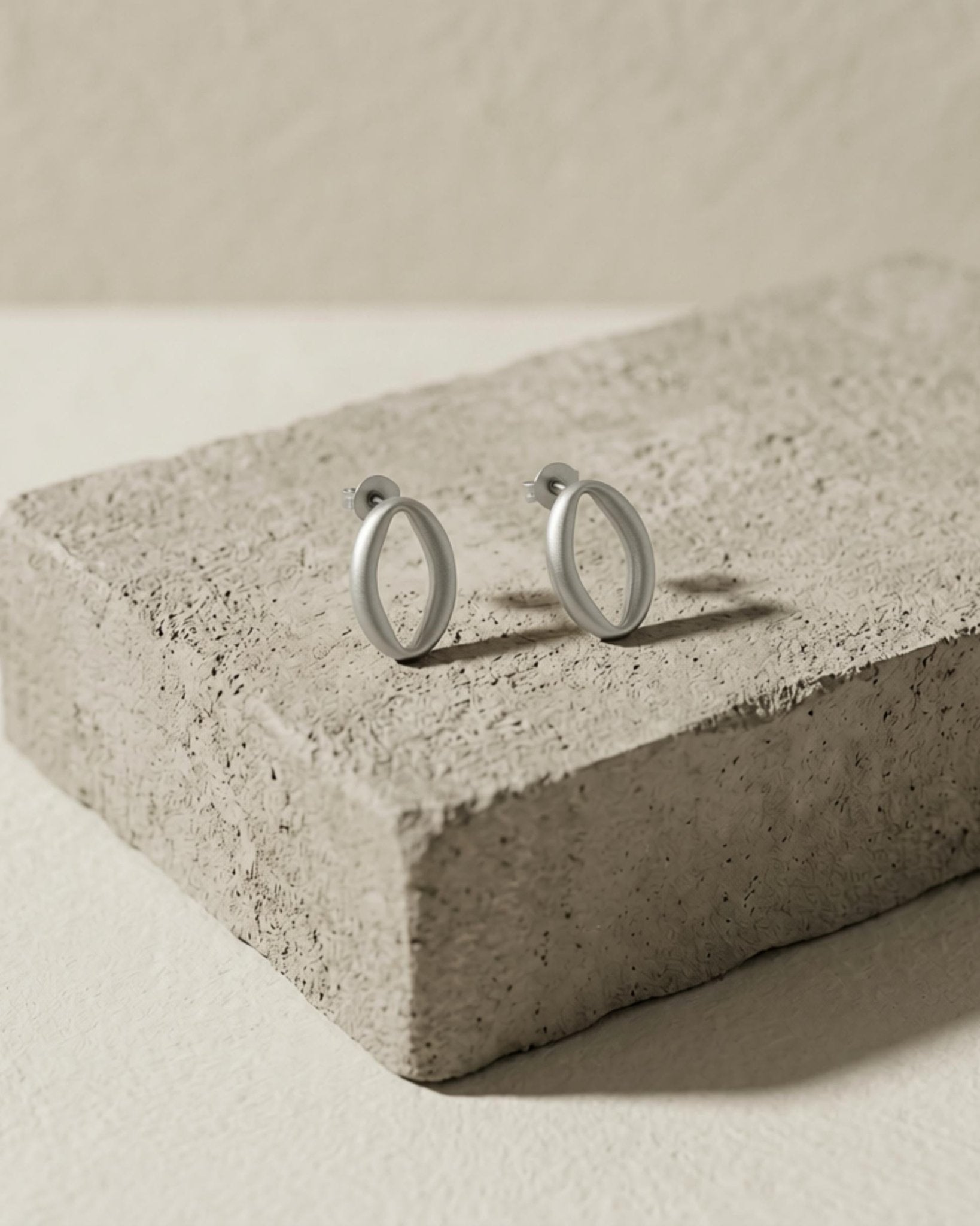 SIGRID Waterproof Silver Stainless Steel Post Earring - Brushed Finish - DANSK Copenhagen