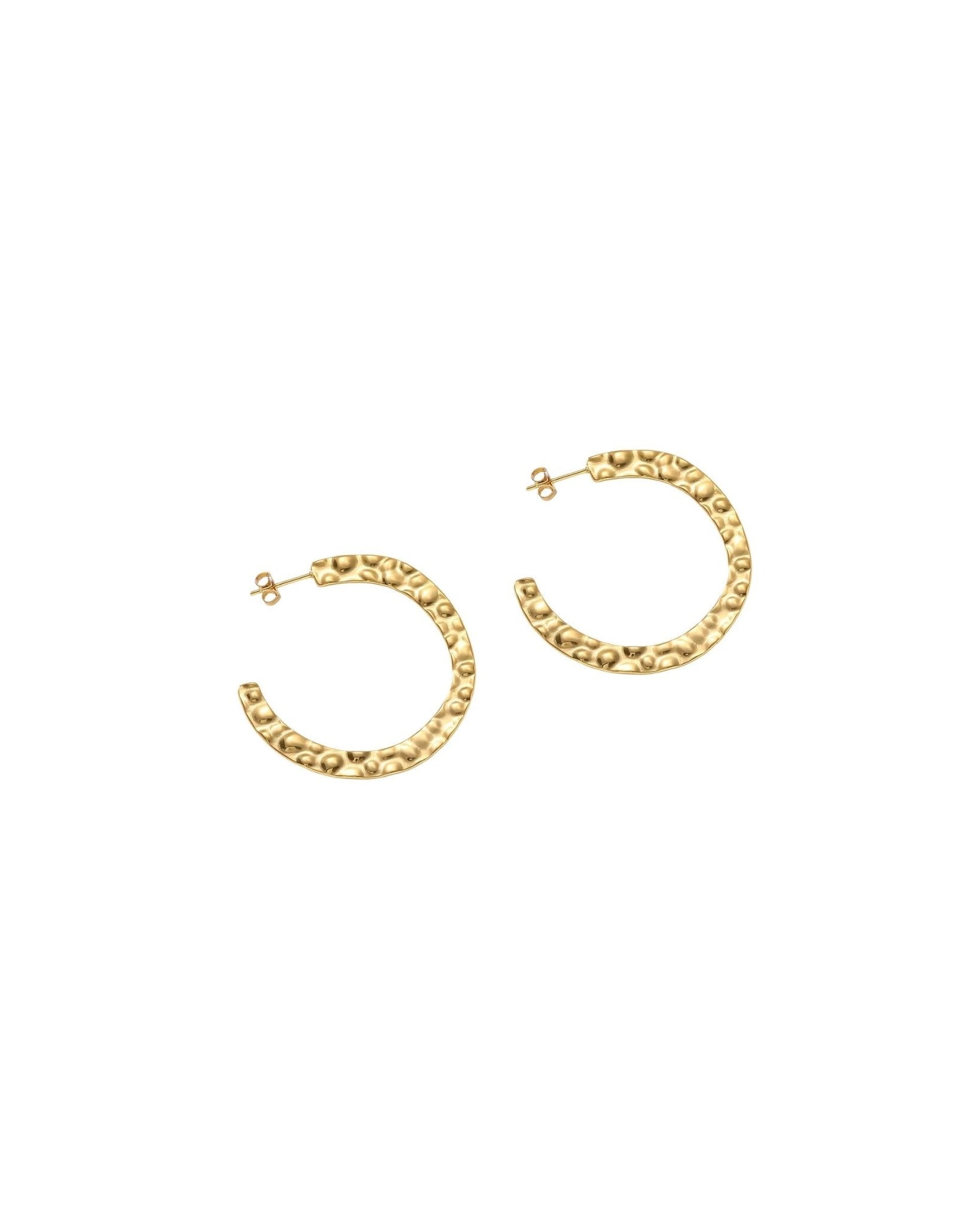 SOL Waterproof 18K Gold Plated Hoops - Hammered Stainless Steel - DANSK Copenhagen