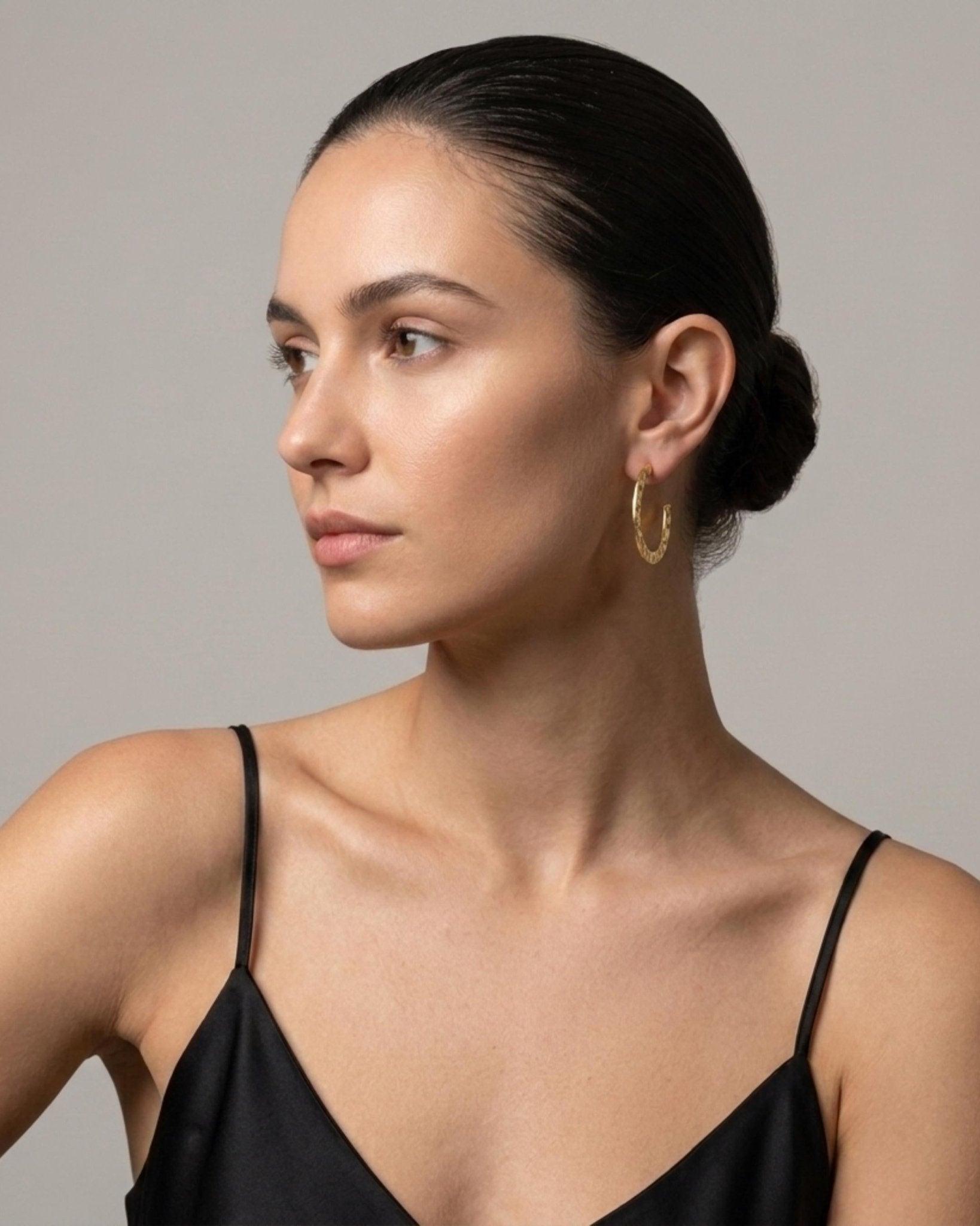 SOL Waterproof 18K Gold Plated Hoops - Hammered Stainless Steel - DANSK Copenhagen