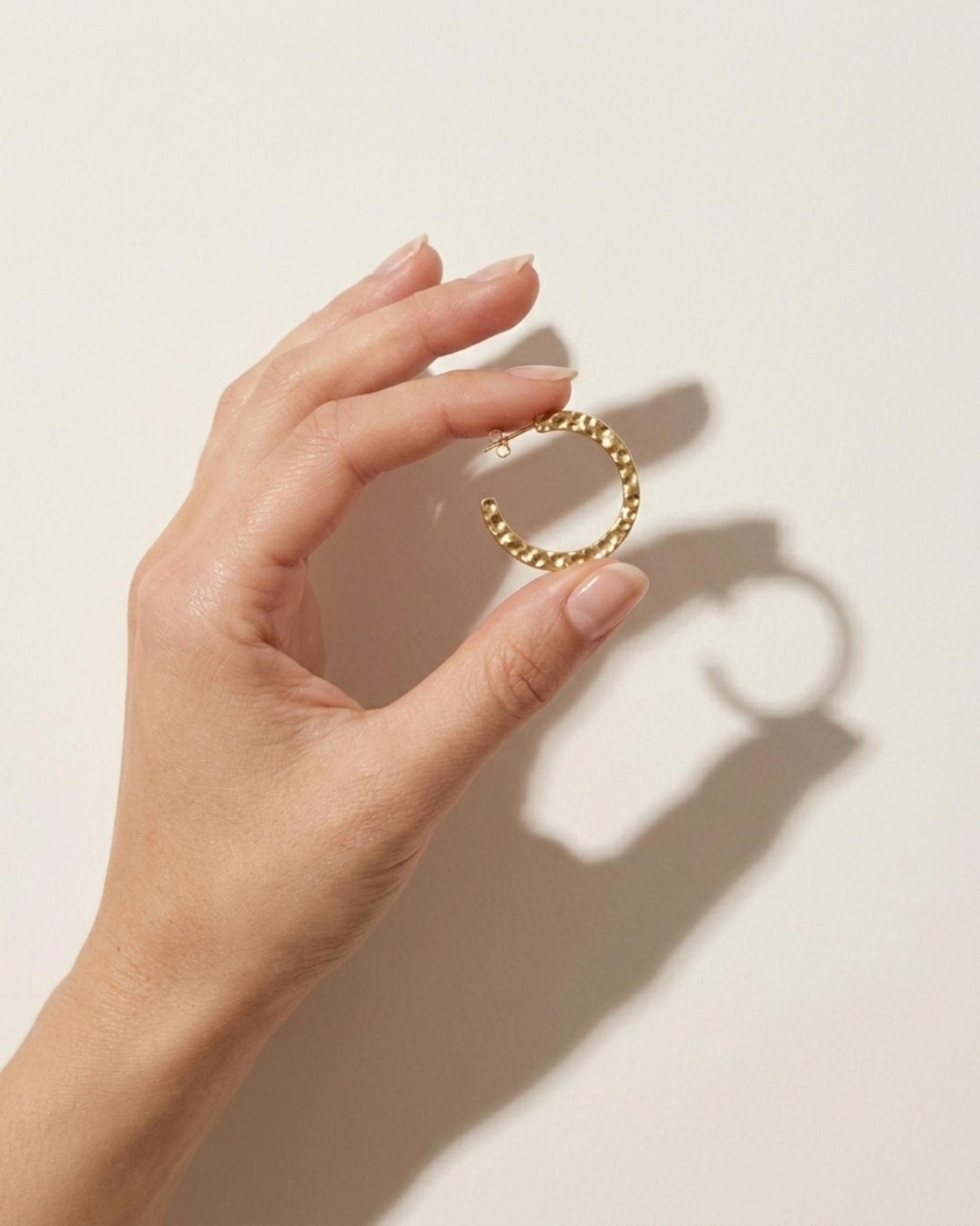 SOL Waterproof 18K Gold Plated Hoops - Hammered Stainless Steel - DANSK Copenhagen