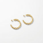 SOL Waterproof 18K Gold Plated Hoops - Hammered Stainless Steel - DANSK Copenhagen