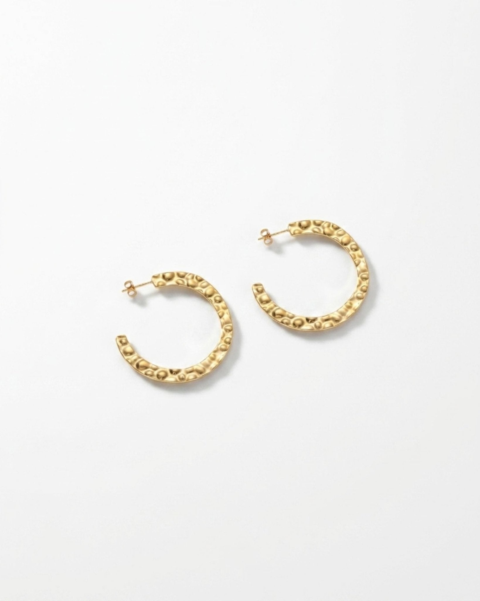 SOL Waterproof 18K Gold Plated Hoops - Hammered Stainless Steel - DANSK Copenhagen