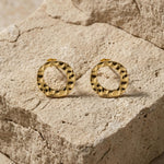 SOL Waterproof 18K Gold Plated Post Earrings - Hammered Stainless Steel - DANSK Copenhagen