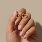 SOL Waterproof 18K Gold Plated Post Earrings - Hammered Stainless Steel - DANSK Copenhagen