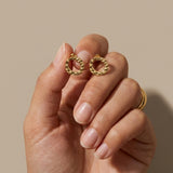 SOL Waterproof 18K Gold Plated Post Earrings - Hammered Stainless Steel - DANSK Copenhagen