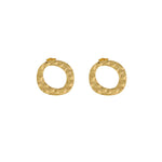 SOL Waterproof 18K Gold Plated Post Earrings - Hammered Stainless Steel - DANSK Copenhagen
