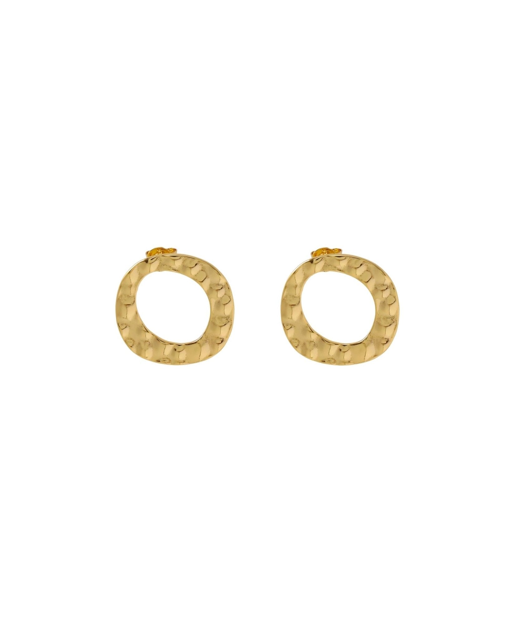 SOL Waterproof 18K Gold Plated Post Earrings - Hammered Stainless Steel - DANSK Copenhagen