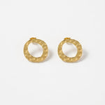 SOL Waterproof 18K Gold Plated Post Earrings - Hammered Stainless Steel - DANSK Copenhagen