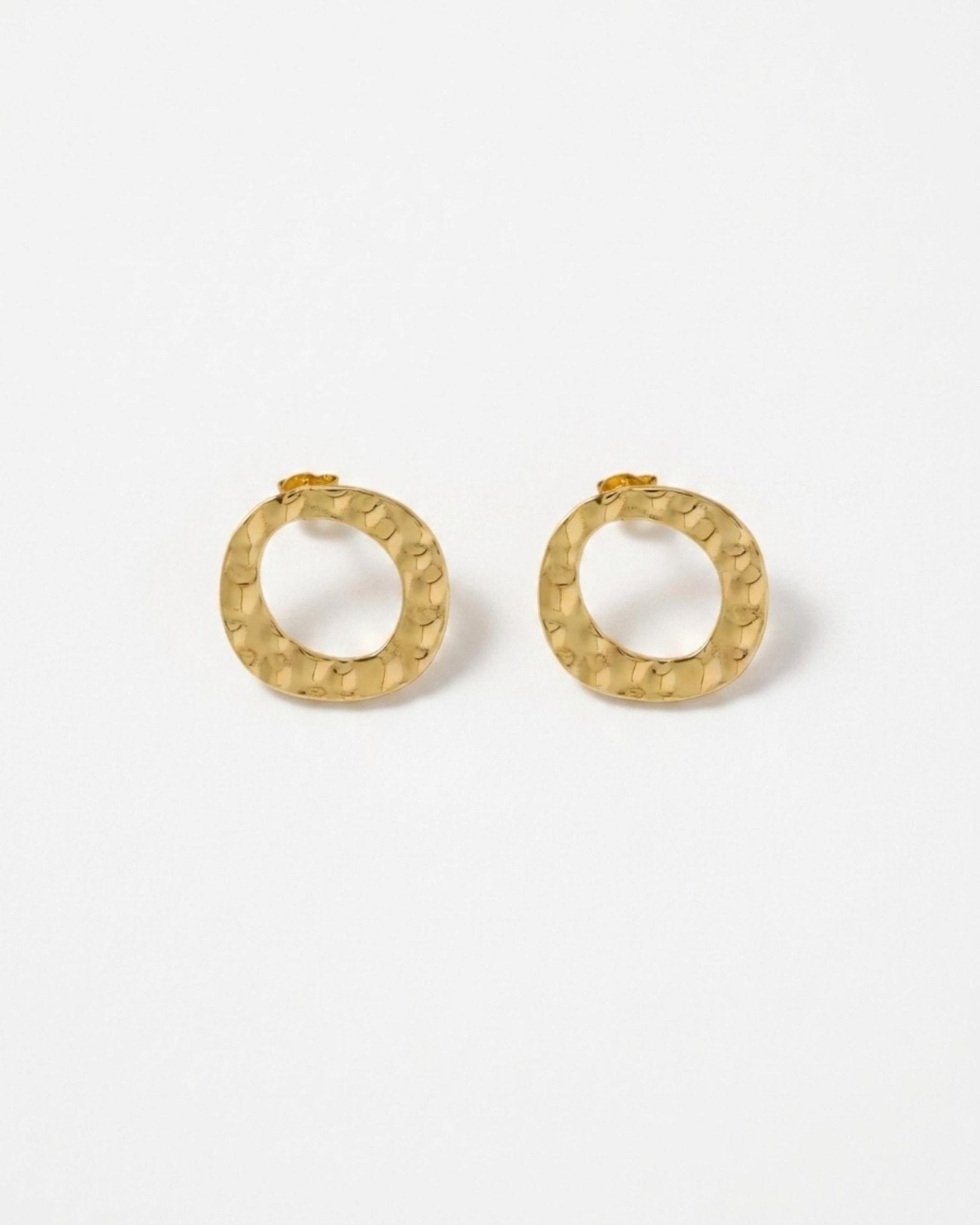 SOL Waterproof 18K Gold Plated Post Earrings - Hammered Stainless Steel - DANSK Copenhagen