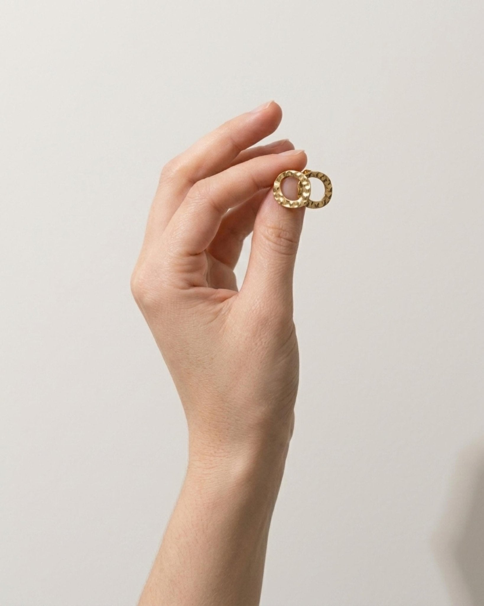 SOL Waterproof 18K Gold Plated Post Earrings - Hammered Stainless Steel - DANSK Copenhagen