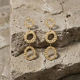 SOL Waterproof 18K Gold Plated Statement Earrings - Hammered Stainless Steel - DANSK Copenhagen