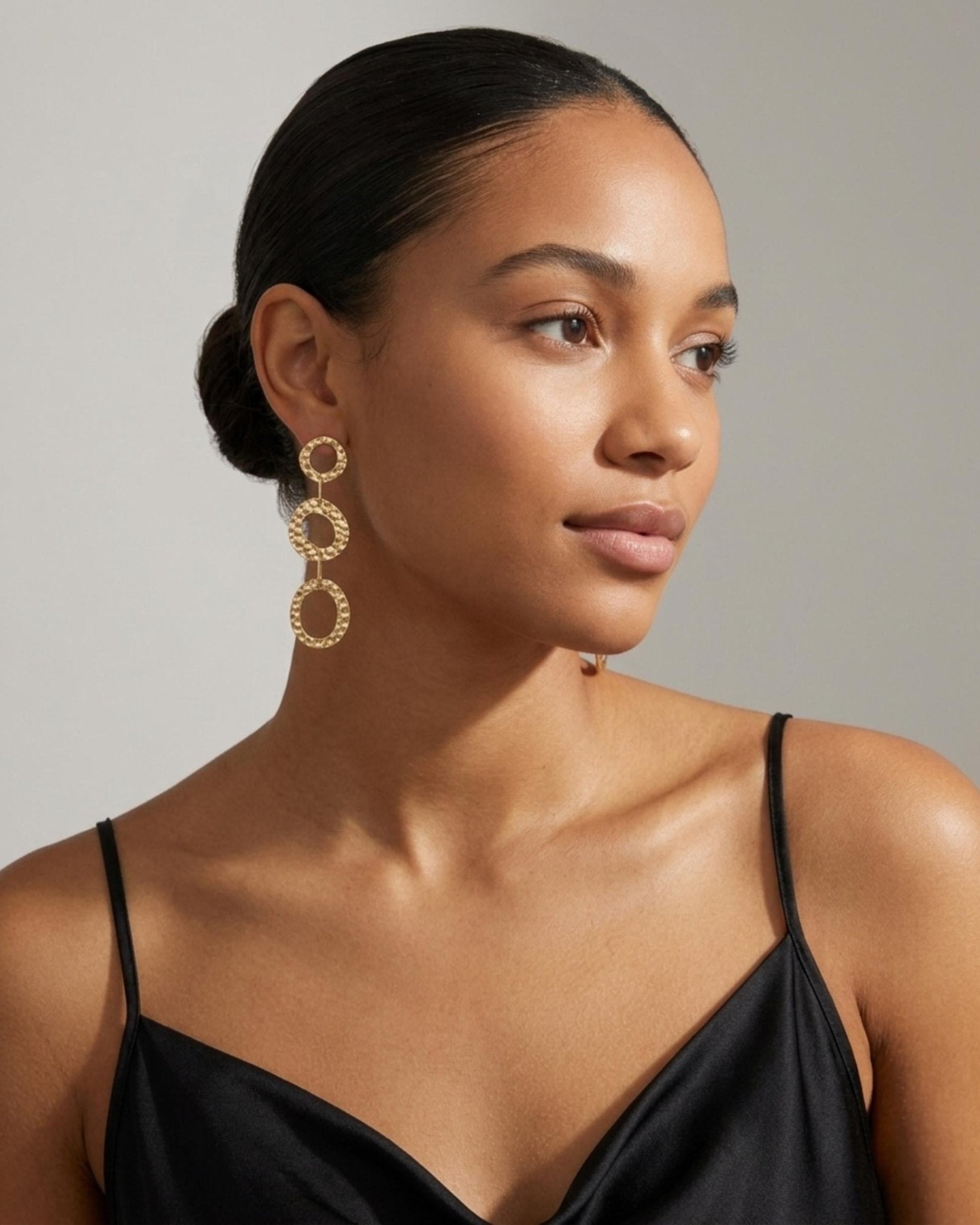 SOL Waterproof 18K Gold Plated Statement Earrings - Hammered Stainless Steel - DANSK Copenhagen