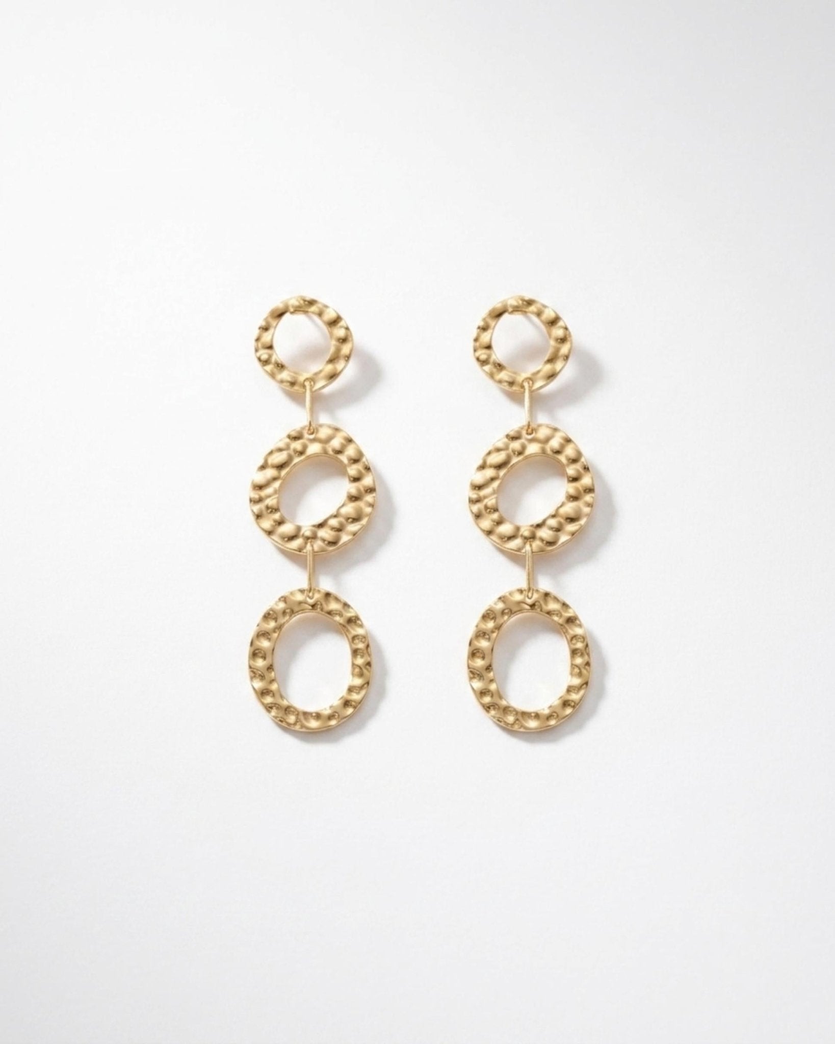 SOL Waterproof 18K Gold Plated Statement Earrings - Hammered Stainless Steel - DANSK Copenhagen
