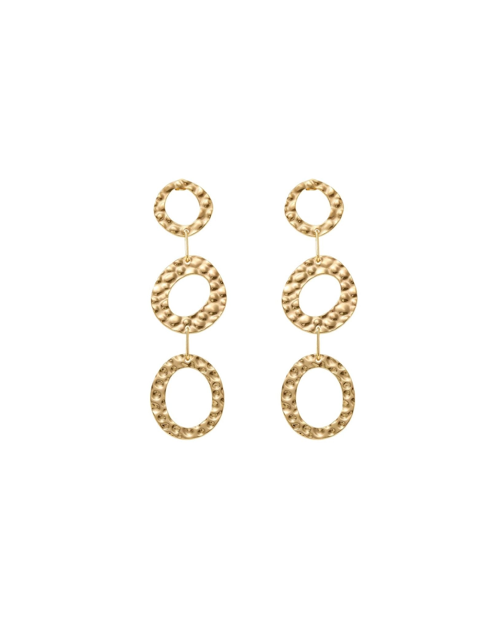 SOL Waterproof 18K Gold Plated Statement Earrings - Hammered Stainless Steel - DANSK Copenhagen