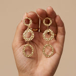 SOL Waterproof 18K Gold Plated Statement Earrings - Hammered Stainless Steel - DANSK Copenhagen