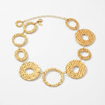 SOL Waterproof 18K Gold Plated Statement Necklace - Hammered Stainless Steel - DANSK Copenhagen