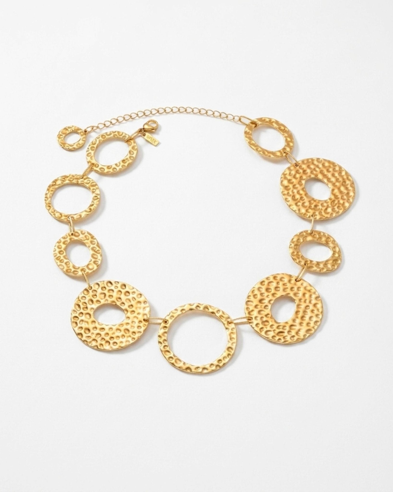 SOL Waterproof 18K Gold Plated Statement Necklace - Hammered Stainless Steel - DANSK Copenhagen