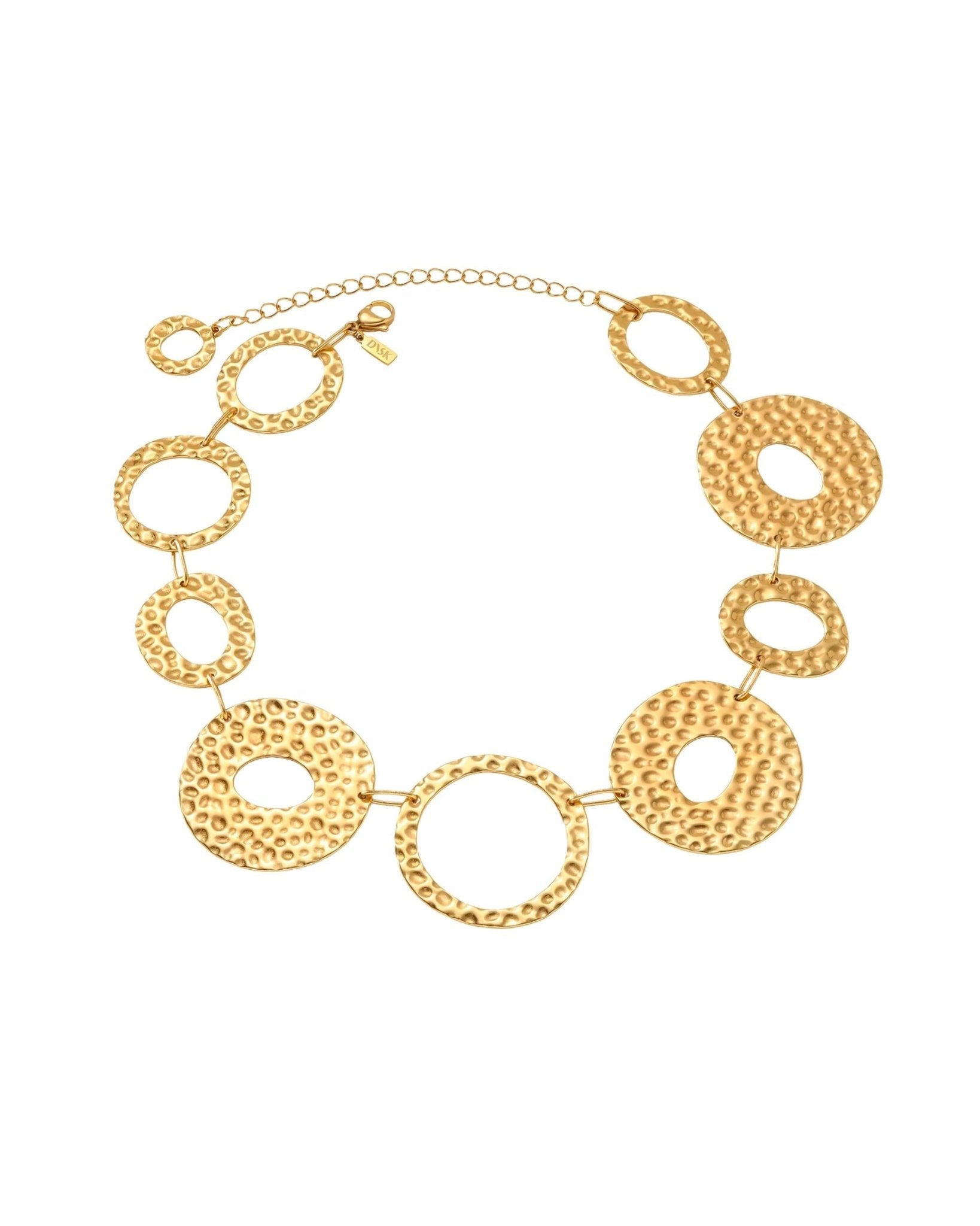 SOL Waterproof 18K Gold Plated Statement Necklace - Hammered Stainless Steel - DANSK Copenhagen
