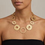SOL Waterproof 18K Gold Plated Statement Necklace - Hammered Stainless Steel - DANSK Copenhagen