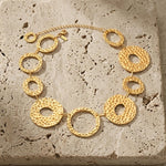 SOL Waterproof 18K Gold Plated Statement Necklace - Hammered Stainless Steel - DANSK Copenhagen
