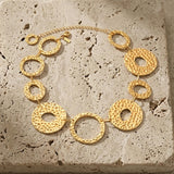 SOL Waterproof 18K Gold Plated Statement Necklace - Hammered Stainless Steel - DANSK Copenhagen
