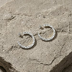 SOL Waterproof Silver Stainless Steel Hoops - Hammered Finish - DANSK Copenhagen