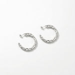 SOL Waterproof Silver Stainless Steel Hoops - Hammered Finish - DANSK Copenhagen