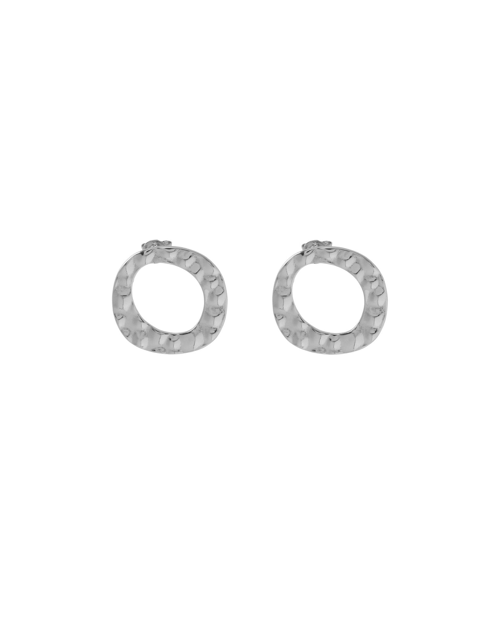 SOL Waterproof Silver Stainless Steel Post Earrings - Hammered Finish - DANSK Copenhagen