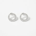 SOL Waterproof Silver Stainless Steel Post Earrings - Hammered Finish - DANSK Copenhagen