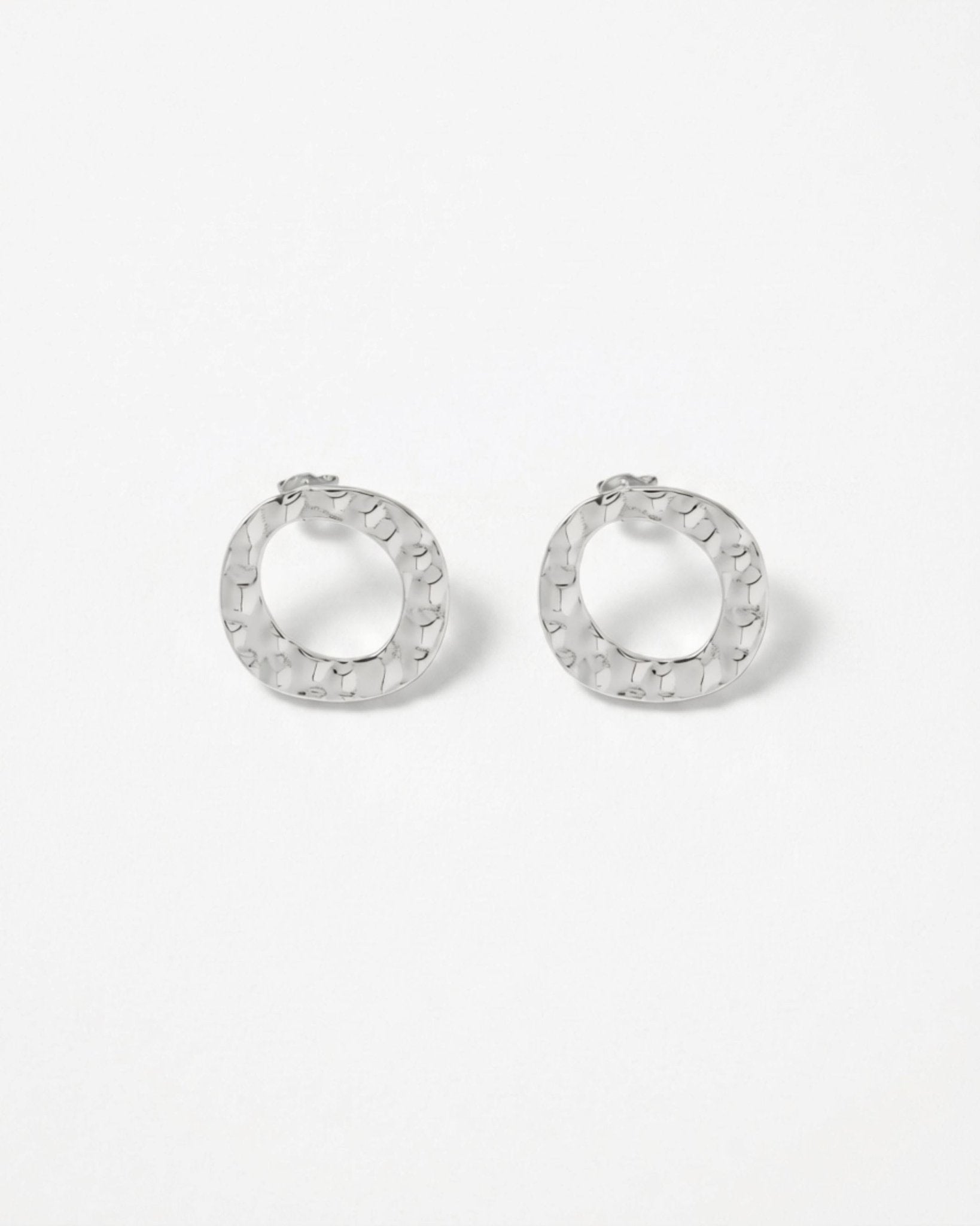 SOL Waterproof Silver Stainless Steel Post Earrings - Hammered Finish - DANSK Copenhagen