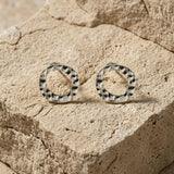SOL Waterproof Silver Stainless Steel Post Earrings - Hammered Finish - DANSK Copenhagen