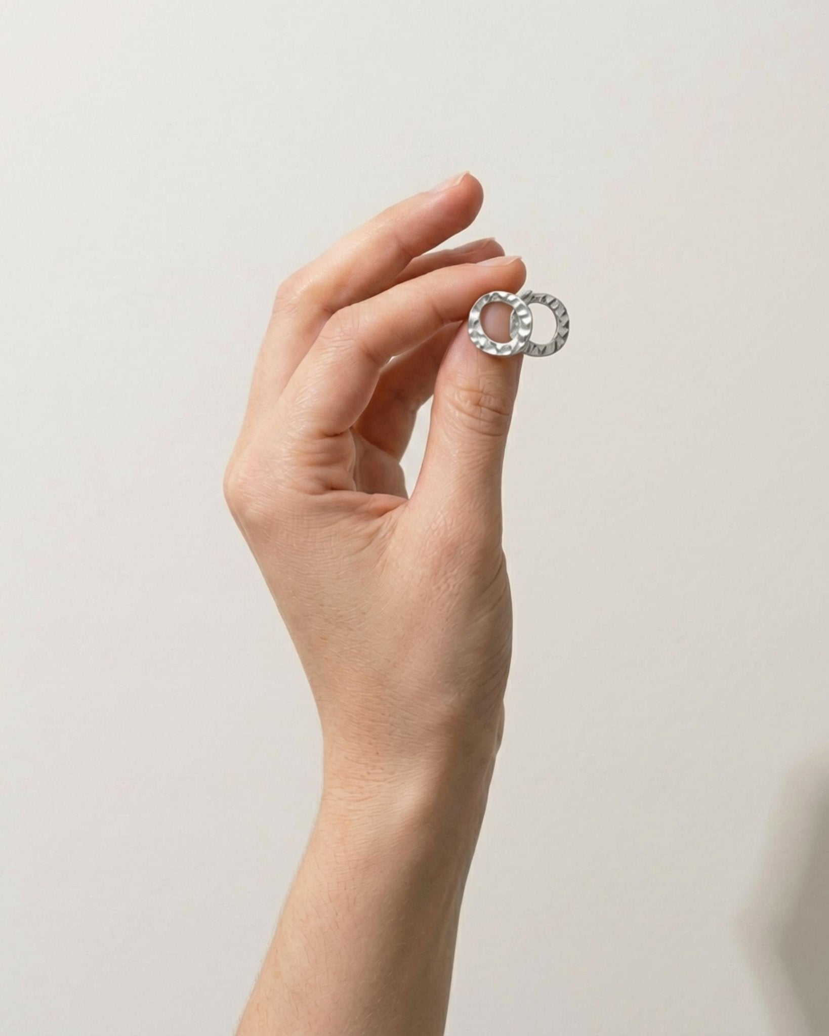 SOL Waterproof Silver Stainless Steel Post Earrings - Hammered Finish - DANSK Copenhagen
