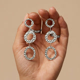 SOL Waterproof Silver Stainless Steel Statement Earrings - Hammered Finish - DANSK Copenhagen