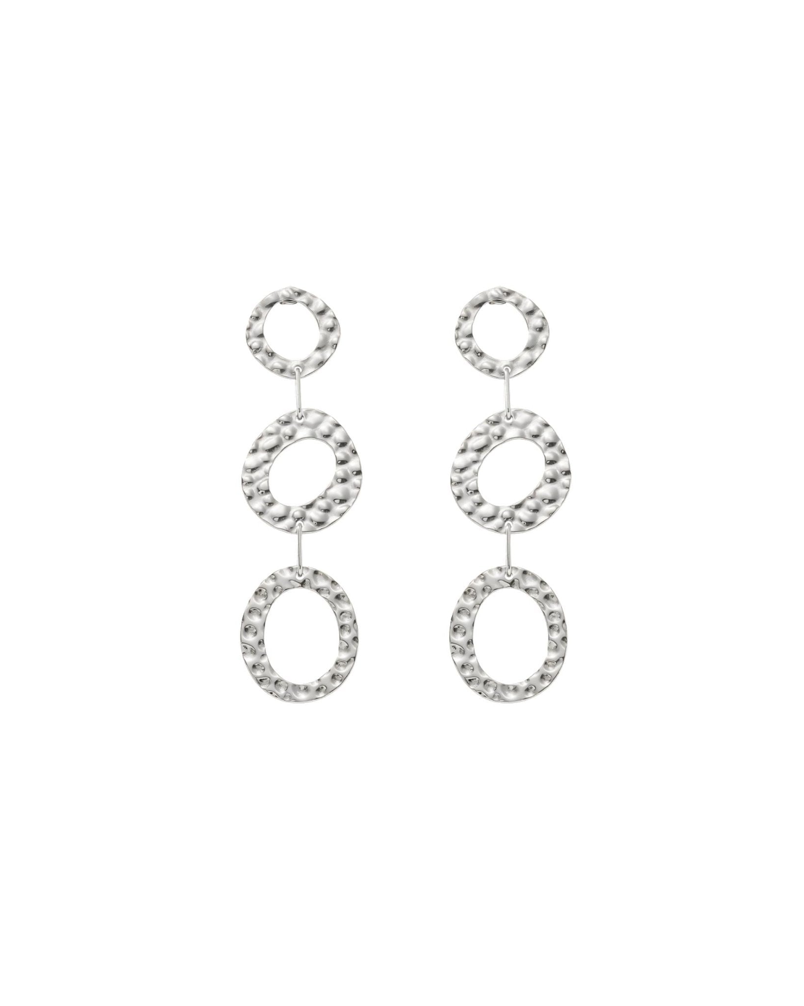 SOL Waterproof Silver Stainless Steel Statement Earrings - Hammered Finish - DANSK Copenhagen