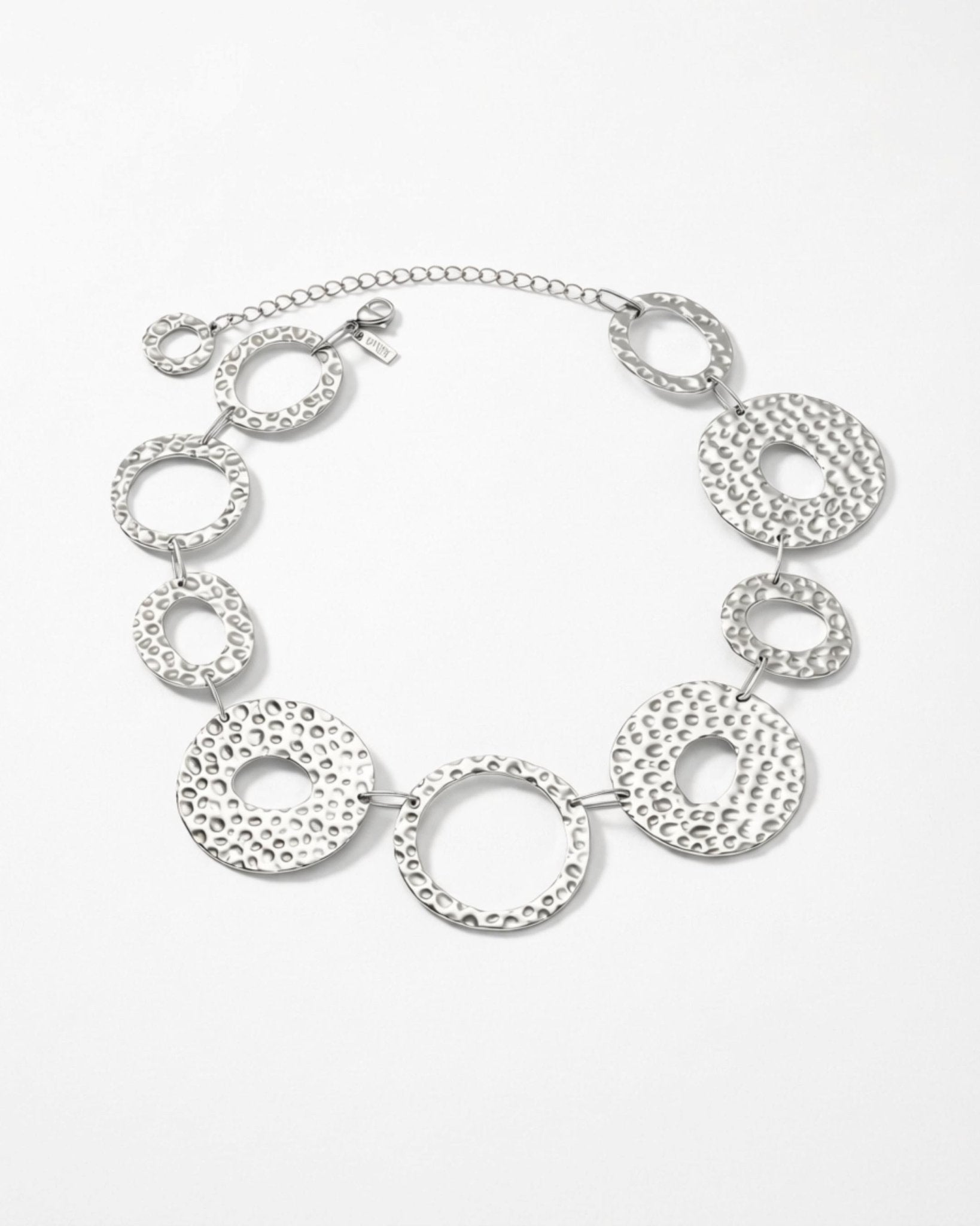 SOL Waterproof Silver Stainless Steel Statement Necklace - Hammered Finish - DANSK Copenhagen