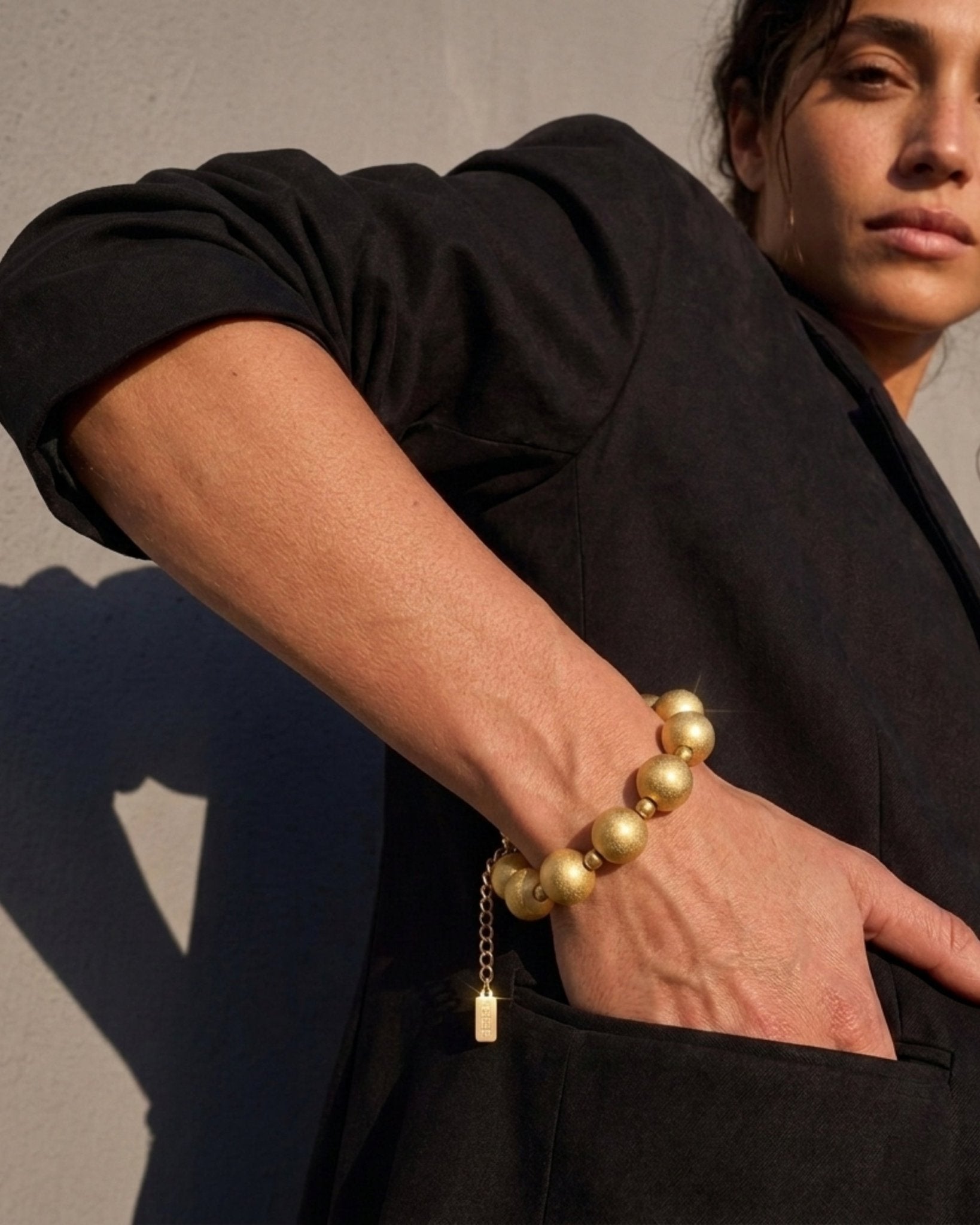 SOLGERD Waterproof 18K Gold Plated Statement Bracelet - Sanded Stainless Steel - DANSK Copenhagen