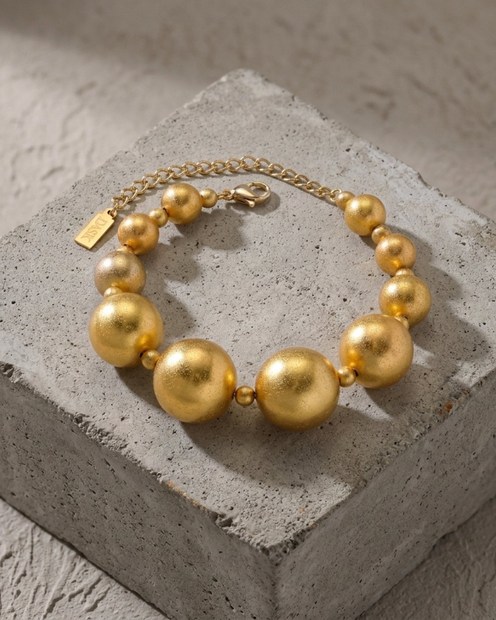 SOLGERD Waterproof 18K Gold Plated Statement Bracelet - Sanded Stainless Steel - DANSK Copenhagen