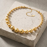 SOLGERD Waterproof 18K Gold Plated Statement Necklace - Sanded Stainless Steel - DANSK Copenhagen