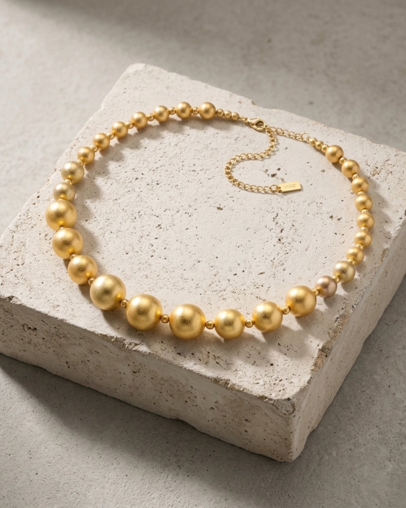 SOLGERD Waterproof 18K Gold Plated Statement Necklace - Sanded Stainless Steel - DANSK Copenhagen