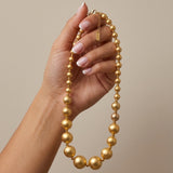 SOLGERD Waterproof 18K Gold Plated Statement Necklace - Sanded Stainless Steel - DANSK Copenhagen