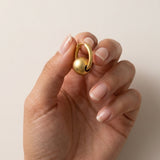 SOLGERD Waterproof 18K Gold Plating Statement Huggie - Sanded Stainless Steel - DANSK Copenhagen