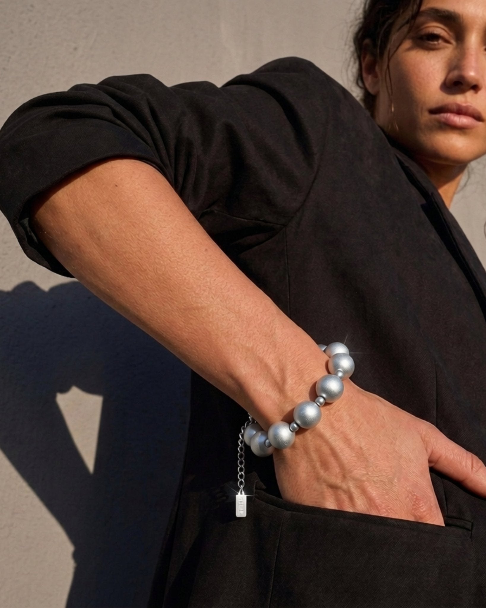 SOLGERD Waterproof Silver Stainless Steel Statement Bracelet - Sanded Finish - DANSK Copenhagen