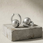 SOLGERD Waterproof Silver Stainless Steel Statement Huggie - Sanded Finish - DANSK Copenhagen
