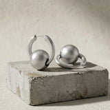 SOLGERD Waterproof Silver Stainless Steel Statement Huggie - Sanded Finish - DANSK Copenhagen