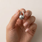SOLGERD Waterproof Silver Stainless Steel Statement Huggie - Sanded Finish - DANSK Copenhagen